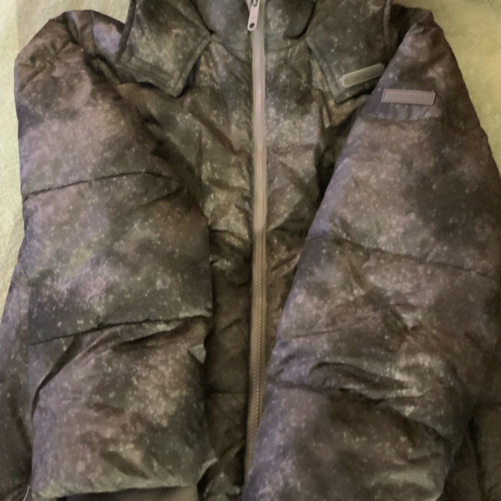 abercrombie kids mottled olive green puffer jacket